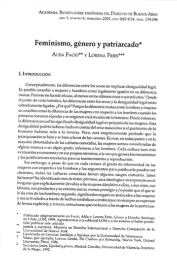 Feminismo, género y patriarcado